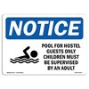 Signmission OSHA Notice Sign, Pool For Hotel Guests With Symbol, 10in X 7in Decal, 7" W, 10" H, Portrait OS-NS-D-710-V-17687